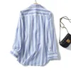 Damskie bluzki kobiety 2024 Spring Fashion Casual Bundle Striped Shirt Retro Long Rleeve Chic Lapel Button Loose Top Mujer