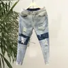 Jeans maschi maschi semplici uomini traspiranti traspiranti snello slim jeans distrutto con buchi vestiti