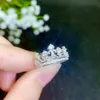 Solitaire Ring moissanite Crown Ring 925 Silver Diamond Birthday Wedding Gift d240419
