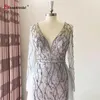 Partykleider eleganter Dubai V-Ausschnitt Abend für Frauen 2024 Langarmes Diamant Hand MADE MACHE MACHEN BERICHTUNGEN FORMAL FORMAL Kleid