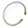 Titanium Steel Cable Bracelet Womens Elastic Fried Dough Twists Wire Rope C-shaped Stainless Open