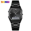 Wristwatches SKMEI Electric Watch Stainless Steel Lovers Three Time Date Timer Alarm Clock 24 Hour Waterproof 2258