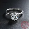 Solitaire Ring Gra Sertifikalı 5Ct Moissanite Ring VVS1 Yuvarlak Labouz Elmas Solitaire Solitaire Halkası Kadın Nişan Vakt Alyans Takı D240419