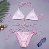 Costumi da bagno femminile lucido in bikini sexy costume da bagno con strass di cristallo gioielli di lusso di lusso push up bikini da bagno in spiaggia indossare costumi da bagno 2024