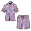 Flamingo Print Men Suit 3D print Shirt Beach Shorts Oversized luxury 2Pcs set Vacation Hawaiian Streetwear Fashion Man Suits 240410