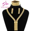 Pendant Necklaces 18k Gold Plated Jewelry Set for Women Luxury Wedding Italian Jewellery Bride Necklace Earring Bracelet African Jewelry Accessory 240419