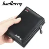 Plånböcker Baellerry Luxury Brand Men Leather Wallet With Zipper Coin Pocket Vintage Big Capacity Manlig kort pengar Purse Korthållare