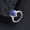 Pierścionki ślubne 925 srebrna srebrna kobieta pierścionka gruszka 8*12 Tanzanite niebieski wysoki węglowy pierścionek z pierścionkiem zaręczynami Wedding Wedding Biżuter Hurtowa 240419