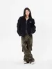 Kadınlar Kot Sonbahar Kış Bolk Kargo Kadın Amerikan Sokak Tarzı Geniş Bacak Kadın Leopar Baskı Düz ​​Tüp Pantolon Y2K