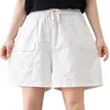 Pantaloncini da donna sciolte di cotone casual elastico pantaloni a gamba larga petite per donne corte