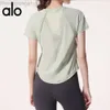 Desginer Alooo Yoga Top Shirt Clothe Short Woman Summer Cool Cloths Womens Fitness Jump Sports Short Sleeve Top Pilates Training T-shirt