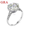 ウェディングリングSzjinao Massive Certified Round Cut 12mm 6ct Moissanite Ring for Women 925 Silver Wedding Diamond Test Pass Womens Jewelry Sale 240419