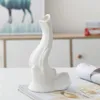 Wazony biały ceramiczny wazon minimalistyczna dekoracja domu zwykła wystrzelona sucha wkładka kwiatowa Creative Animal Handicraft