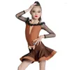 Scene Wear Children's National Standard Latin Dance Dresses Waltz Ballroom Competition Clothes Girls Mesh ärmar klänning SL8391