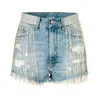 Women's Shorts Summer With Tassels 2024 Style High Waist Light Blue Denim Cool Fashion Female Streetwear Jeans Bottoms