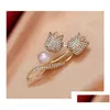 Broches broches broche de perle cristal pour femmes costumes de luxe exquis accessoires de bijoux boucle or sier broches broches dame drop