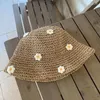 Beretten 2024 Zomerzon hoed stro haken emmer dames opvouwbare panama cap uv boho bloem vissenhat vakantie strand