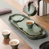 Tea Trays Coffeeware Kitchen Tray Kettle Portable Teaware Vintage Stone Serving Office Plate Bandeja Accessories Tools