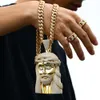 Toppkvalitet isad bling hiphop smycken stor storlek 18k guldplätering halsband Jesus hänge