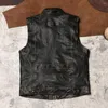 Gilets pour hommes outils en cuir lavé en cuir sans manches