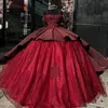 Bury Sukienki księżniczki błyszczące błyszczące cekiny Ruffy Ball Suknia Ball Quinceanera Appliqued Sweet 15 Sukienka maskarady