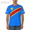 Men's T-Shirts Unisex national T-shirt Democratic Republic of Congo flag T-shirt jersey mens and womens football fan gift customized clothing J240419