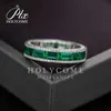 Anelli di nozze Green Smeraldo taglio radiante in argento placcato in oro 18k Lab creato Diamond Women S925 Sterling Silver Any 240419