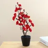 Decoratieve bloemen kunstmatige kleine pruimenbloesem bloem bonsai creatief plant huis woonkamer decor jaar cadeau