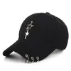 Bollmössor Sun Protection Baseball Cap Show Face Liten justerbar hatt Fempunktsstjärna Iron Ring toppade för kvinnliga män