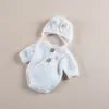Baby konijn kostuum mannelijke gehaakte kleding hoed geboren set artikel pography girl pof birth accessoire schieten dingen 240418