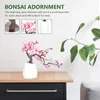 Decorative Flowers Artificial Plum Potted Plant Blossom Bonsai Decor With Ceramic Vase Fake Ornament Small Arrangement Office