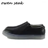 Casual Shoes 19SS Owen Seak Men loafers Luxury Lace-up Cow Leather Trainers Summer Man Flats Spring Black Sneakers