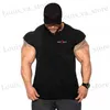 Herren T-Shirts Brand Fitnessstudio Stringer Tanktop Männer Bodybuilding Kleidung Cotton Slveless Shirt Mann Kapuze-Weste Singlet Sportwear Training Tanktop T240419