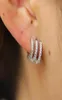 Design Shiny 3 fili Orecchini austrici zirconia cubica di lusso cirlce reali 925 Sterling Silver Gril Studs Gioielli200J1048448