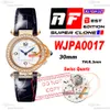 Paşa Wjpa0017 İsviçre Kuvars Kadınlar İzle AF 30mm Gül Altın Elmaslar Çember Beyaz Dokulu Dial Mavi Deri Bayanlar Lady Super Edition ReloJ de Mujer Puretime Ptcar