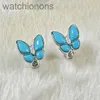 Womens Top Grade Vancelfe Original Designer Earrings Silver Precision High Edition Turquoise Butterfly Earrings k Rose Gold Red Jewelry with Logo