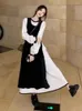 Lässige Kleider Mode zweiteilige Sets Frauen Kleidung Spitze Patchwork Tunika Split Bandage Bodycon Maxi Kleid Outfits Koreaner Y2K -Anzug
