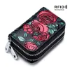 Holders Women Leather Rfid Card Holders Wallets Female Double Zipper Purses Ladies Money Bag Large Capacity Coin Bag Clutch Card Case