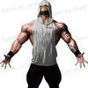 Herr t-shirts varumärke Gym Stringer Tank Top Men Bodybuilding Clothing Cotton Slveless Shirt Man Hooded Vest Singlet Sportwear Workout Tankop T240419