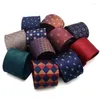 Boogbladen mode 8cm heren gestreepte polka dot plaid formele klassieke jurk zakelijke stropdeling jacquard geweven nek voor mannen feest