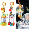 Soft Giraffe Zebra Animal Handbells Rattles Plush Infant Baby Development Handle Toys WIth Teether Toy For born Gifts 240407