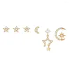 Серьги -серьги -грибы звезда луна пирсинг набор серьги для женщин 2024 6pcs Циркон изящный мини -золотой цвет аксессуары для ушей корейский стиль