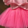 Baby Girl Prinzessin Tutu Kleid Kind Kleinkind von Schulter Bogen Vestido Puff Ärmel Party Festzug Geburtstag Baby Kleidung 1-10y 240407