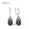 Boucles d'oreilles en peluche Santuzza Pure 925 Drop en argent sterling pour les femmes étincelantes en pierre de pierre de pierre de pierre ovale de fête d'anniversaire ovale bien bijoux