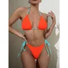 Bikini solide Schnüre -up Split Badeanzug Frauen offener Schnürbikini Bikini