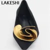 Lakeshi女性フラットサンダルファッションメタルデザインローヒールシューズ春の夏のオフィスドレスパーティーシュー