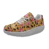 Casual Shoes Wear Resistant Platform Flowers Leopard Tryckt kvinnors lägenheter Lätt rundtå Sneakers Party Tennis Zapatillas de Mujer