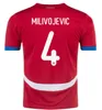 Serbien Bästa produktionskvalitet Soccer Jersey 24/25 National Team Home Away Sergej Mitrovic Football Shirts Kit Vlahovic Pavlovic Tadic Milenkovic Zivkovic Man