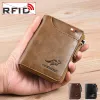 Wallets Rfid Men's Wallet Anti Theft Card Holder Pu Leather Small Short Wallets Zipper Coin Purse Money Bag Pocket Carteras High Quality
