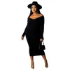 Casual Dresses Fat Women Plus Size Larger Over Knee Dress Long Sleeve